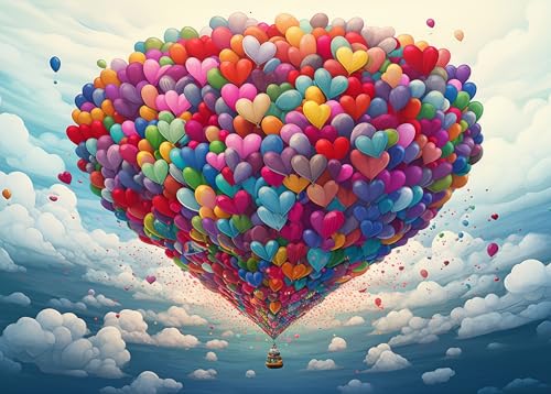 Unterhaltsame 1000-Teile-Puzzles für Erwachsene, Bunte Luftballons am Himmel, knifflige und schwierige Puzzles für Erwachsene, 50x70 cm von TISHIRON