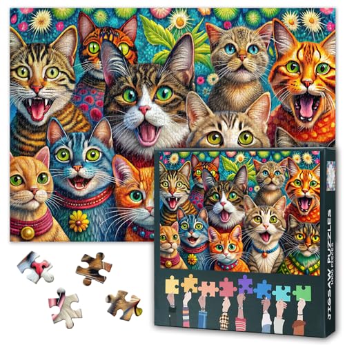 Viele lustige niedliche Katzen-Puzzles für Erwachsene, 1000 Teile, Tiermotiv-Puzzles für Erwachsene, Kunstwerk, Haus, Wanddekoration, herausforderndes Puzzle für Familienspiele, 70 x 40 cm Viele lustige niedliche Katzen-Puzzles für Erwachsene, 1000 Teile, Tiermotiv-Puzzles für Erwachsene, Kunstwerk, Haus, Wanddekoration, herausforderndes Puzzle für Familienspiele, 70 x 40 cm von TISHIRON