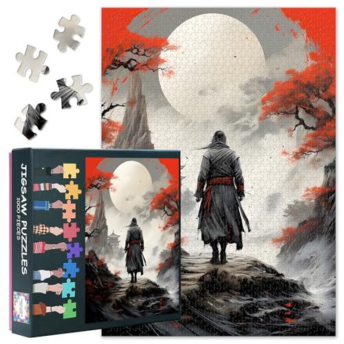 Warrior Puzzle 1000 Teile - Jigsaw Puzzles 1000 Teile für Erwachsene, 27.5x19.7 Inch Japanische Kunst Schwieriges und herausforderndes Puzzle Spiel für Wohnzimmer Wanddekoration von TISHIRON