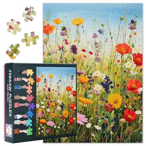 Wildblumen Puzzles für Erwachsene 1000 Teile - Blühendes Blumen Puzzle (70 x 50 cm), anspruchsvolle Botanik Puzzles für Erwachsene, Familienspiel für Männer und Frauen (Wohnkultur) von TISHIRON