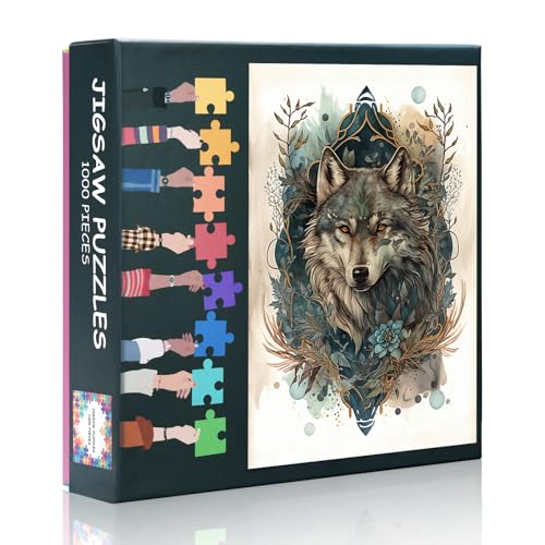 Wolf Tier 1000 Teile Puzzle Erwachsene - 70 x 50 cm Herausfordernde Puzzle Wildlife Kunst, Familie Spielabend Aktivität & Modern Home Wall Decor Geschenk von TISHIRON