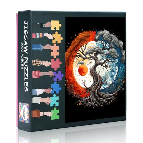 Yin Yang Baum 1000 Teile Puzzle Erwachsene, schwierige Familie Puzzle Lernspiele Home Dekoration Fantastisches Thema, herausfordernde Puzzles für Erwachsene Männer & Frauen Geschenk (70 x 50 cm) von TISHIRON