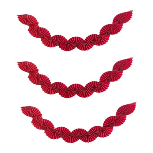 TISHITA 3 Stück Papier Fans Girlande Hintergrund für Feste Und Feiern, Rot TISHITA 3 Stück Papier Fans Girlande Hintergrund für Feste Und Feiern, Rot von TISHITA