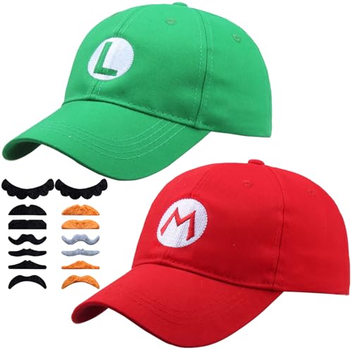 TISOSO Fashion Brothers Baseballkappen, Halloween, Cosplay, Kostüm, Unisex, Erwachsene, Teenager, 2 Stück, Rot und Grün TISOSO Fashion Brothers Baseballkappen, Halloween, Cosplay, Kostüm, Unisex, Erwachsene, Teenager, 2 Stück, Rot und Grün von TISOSO