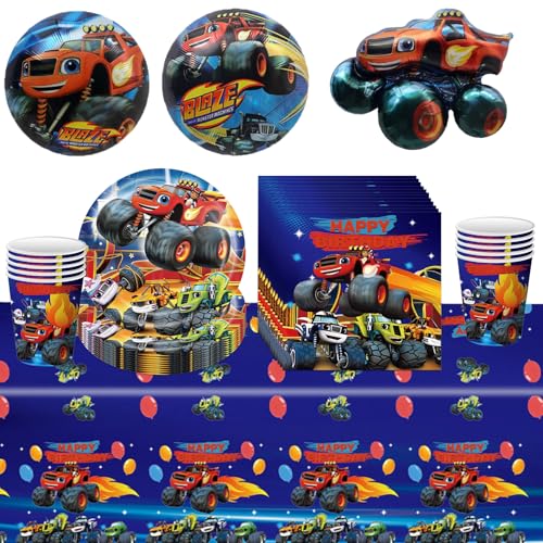 Auto Kindergeburtstag Partygeschirr, Monster Trucks Geburtstag Geschirr Kit, Autos Pappteller, Pappbecher, Servietten, Tischdecke, Folienballon, Monster Trucks Thema Geburtstag Tischdekoration Auto Kindergeburtstag Partygeschirr, Monster Trucks Geburtstag Geschirr Kit, Autos Pappteller, Pappbecher, Servietten, Tischdecke, Folienballon, Monster Trucks Thema Geburtstag Tischdekoration von TIVUNORON
