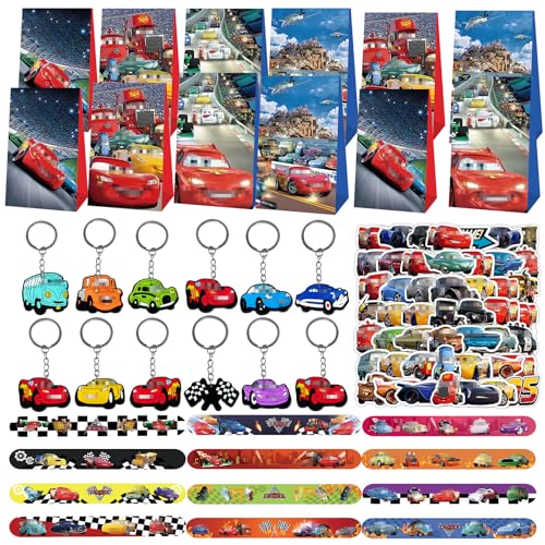 Rennauto Party Mitgebsel,86Pcs Racing Car Kinder Geschenke Zubehör,Cartoon Schlüsselanhänger,Slap Armbänder,Rennwagen Geschenktüten,Kinder Aufkleber,Jungen Mädchen Geburtstag Party Geschenke(A) Rennauto Party Mitgebsel,86Pcs Racing Car Kinder Geschenke Zubehör,Cartoon Schlüsselanhänger,Slap Armbänder,Rennwagen Geschenktüten,Kinder Aufkleber,Jungen Mädchen Geburtstag Party Geschenke(A) von TIVUNORON
