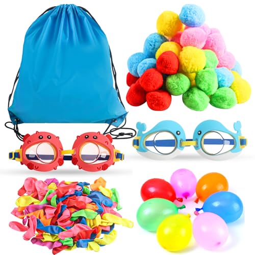 TIVUNORON 103 Stück Tauchspielzeug für Kinder, Wasserspielzeug Kinder Schwimmbad für Tauchtraining, Bunt Gemischt Wasserballons, Meerjungfrau Schwimmbrille, Schwimmbad Spielzeug von TIVUNORON