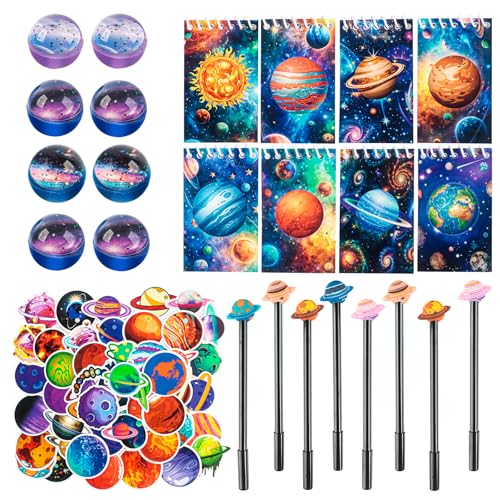TIVUNORON 74 PCS Weltraum Party Mitgebsel Kindergeburtstag Gastgeschenk Mit Weltraumspulenbuch, Neutraler Stift, Aufkleber, Hüpfbälle, Astronauten Party Gastgeschenke Füllung für Junge Mädchen TIVUNORON 74 PCS Weltraum Party Mitgebsel Kindergeburtstag Gastgeschenk Mit Weltraumspulenbuch, Neutraler Stift, Aufkleber, Hüpfbälle, Astronauten Party Gastgeschenke Füllung für Junge Mädchen von TIVUNORON