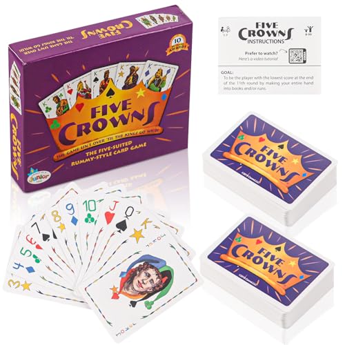 TIVUNORON Fünf Kronen Kartenspiel - Klassisches Familienspiel für 1-7 Spieler, Essentielle Kartenspiele für Junge, Hochwertige Pokerkarten, für Partys und Gesellige Abende (Englische Version) von TIVUNORON