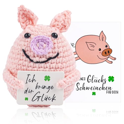 TIVUNORON Pocket Hug Glücksschweinchen, 9.5cm Strickwolle Schwein Puppe, Positives Schwein Geschenke mit Energiekarte, Pocket Hug Schwein für Jungen und Mädchen Desktop Dekoration TIVUNORON Pocket Hug Glücksschweinchen, 9.5cm Strickwolle Schwein Puppe, Positives Schwein Geschenke mit Energiekarte, Pocket Hug Schwein für Jungen und Mädchen Desktop Dekoration von TIVUNORON
