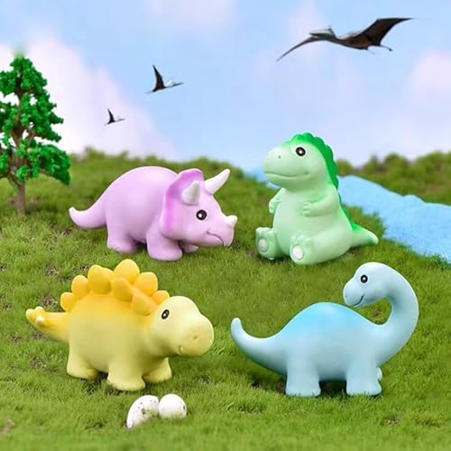 TIutmivo 4PCS Mini Dinosaurier-Figuren Set, Dinosaurier Statuen, für Miniatur-Landschafts- und Gartendekoration (A) von TIutmivo