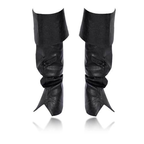Mittelalter Schuhe, Mittelalterliche StiefelüBerzüGe, Steampunk, Mittelalter Schuhe Herren und Damen, Wikinger KostüM, Mittelalterliche StiefelüBerzüGe Beinwickel, Cosplay、Halloween (Large) von TJHDSF