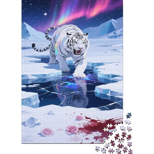 Bengalischer Tiger Puzzles EIS und Schnee Lernspiel 1000 PCS Herausforderungsspielzeug Holzpuzzles PuzzlePädagogisches Für Erwachsene 1000pcs (75x50cm) von TJLROUVNK