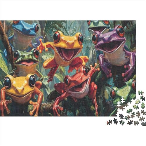 Bunter Frosch Puzzle Dschungel Lernspiel 1000-teilige Stressabbau-Spielzeug Holzpuzzles PuzzlePädagogisches Für Erwachsene 1000pcs (75x50cm) von TJLROUVNK