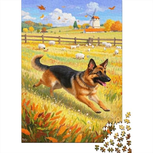 Deutscher Schäferhund Puzzle Landwirtschaftsland Buntes Legespiel 1000-teilige Stressabbau-Spielzeug Holzpuzzles PuzzlePädagogisches Für Die Ganze Familie 1000pcs (75x50cm) von TJLROUVNK