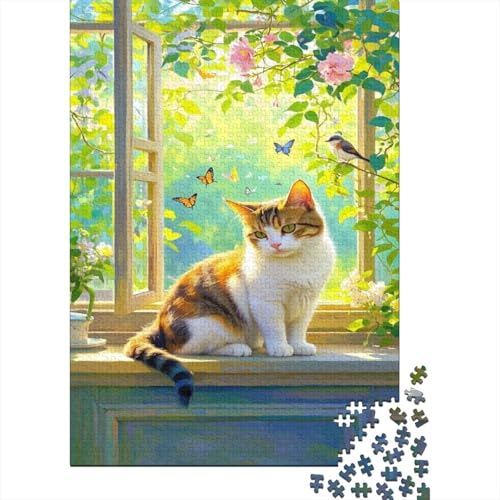 Europäischer Kurzhaar Puzzle Fensteransicht Buntes Legespiel 1000-teilige Stressabbau-Spielzeug Holzpuzzles PuzzlePädagogisches Für Erwachsene Kinder 1000pcs (75x50cm) von TJLROUVNK