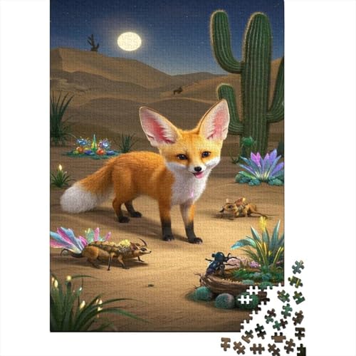 Fennec Fuchs Puzzle Wüste Erwachsenenpuzzle 1000-teilige Stressabbau-Spielzeug Holzpuzzles PuzzlePädagogisches Für Erwachsene 1000pcs (75x50cm) von TJLROUVNK