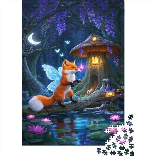 Fuchs Puzzle Zauberwald Erwachsenenpuzzle 1000-teilige Stressabbau-Spielzeug Holzpuzzles PuzzlePädagogisches Für Erwachsene Kinder 1000pcs (75x50cm) von TJLROUVNK