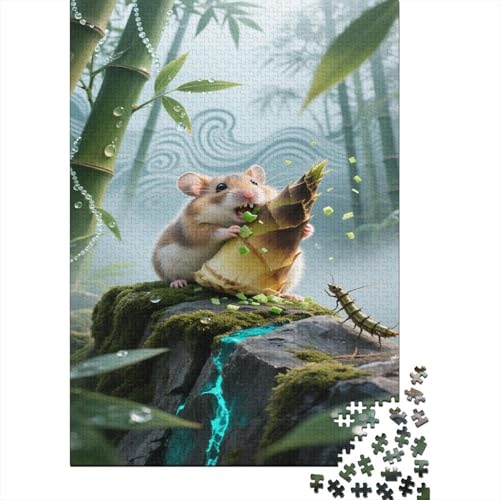 Hamster Puzzles Bambus Lernspiel 1000-teilige Stressabbau-Spielzeug Holzpuzzles PuzzlePädagogisches Für Erwachsene Und Kinder Ab 14 Jahren 1000pcs (75x50cm) von TJLROUVNK