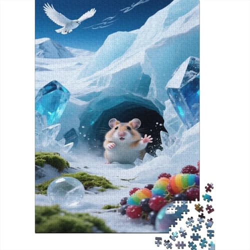 Hamster Puzzles EIS und Schnee Lernspiel 1000 PCS Stressabbau-Spielzeug Holzpuzzles PuzzlePädagogisches Für Erwachsene Kinder 1000pcs (75x50cm) von TJLROUVNK