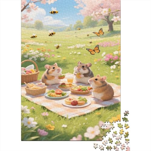 Hamster Puzzles Picknick Lernspiel 1000-teilige Stressabbau-Spielzeug Holzpuzzles PuzzlePädagogisches Für Die Ganze Familie 1000pcs (75x50cm) von TJLROUVNK