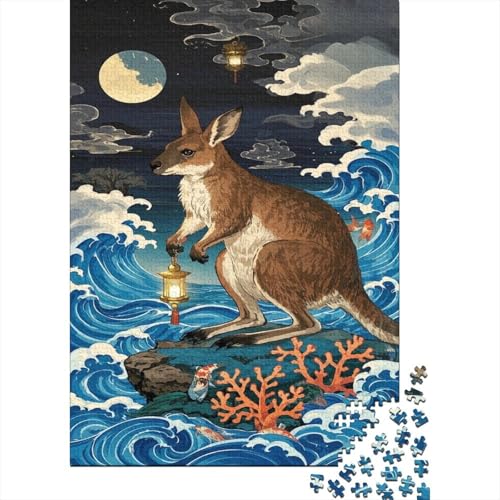 Känguru Puzzle Ocean Night Buntes Legespiel 1000-teilige Stressabbau-Spielzeug Holzpuzzles PuzzlePädagogisches Für Die Ganze Familie 1000pcs (75x50cm) von TJLROUVNK