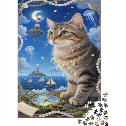 Katze Puzzles Ozean Buntes Legespiel 1000 Teile Geschicklichkeitsspiel Holzpuzzles PuzzlePädagogisches Für Erwachsene Und Kinder Ab 14 Jahren 1000pcs (75x50cm) von TJLROUVNK