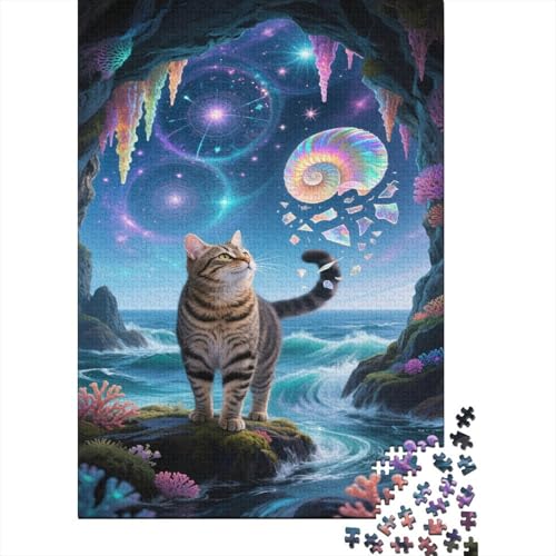 Leopard Katze Puzzles Ozean Lernspiel 1000 PCS Stressabbau-Spielzeug Holzpuzzles PuzzlePädagogisches Für Die Ganze Familie 1000pcs (75x50cm) von TJLROUVNK