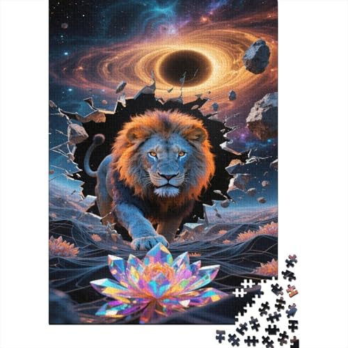 Löwen Puzzles Schwarzes Loch Lernspiel 1000 PCS Stressabbau-Spielzeug Holzpuzzles PuzzlePädagogisches Für Erwachsene Und Kinder Ab 14 Jahren 1000pcs (75x50cm) von TJLROUVNK