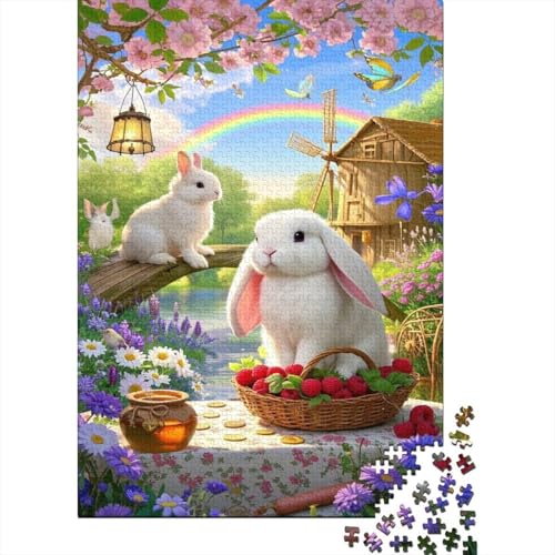 Lop-Eared Kaninchen Puzzle Farm Bunny Erwachsenenpuzzle 1000 Teile Geschicklichkeitsspiel Holzpuzzles PuzzlePädagogisches Für Die Ganze Familie 1000pcs (75x50cm) von TJLROUVNK