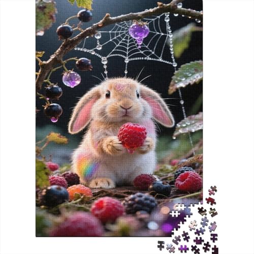 Lop-Eared Kaninchen Puzzles Himbeeren Lernspiel 1000-teilige Stressabbau-Spielzeug Holzpuzzles PuzzlePädagogisches Für Erwachsene Kinder 1000pcs (75x50cm) von TJLROUVNK