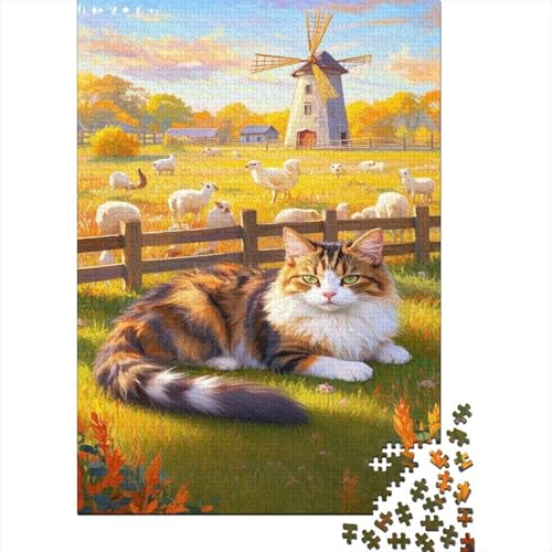 Maine Coon Puzzle Windmühlen Weiden Erwachsenenpuzzle 1000 Teile Stressabbau-Spielzeug Holzpuzzles PuzzlePädagogisches Für Erwachsene 1000pcs (75x50cm) von TJLROUVNK