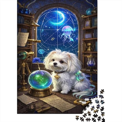 Malteser Welpe Puzzle Sternennacht Pet Buntes Legespiel 1000-teilige Herausforderungsspielzeug Holzpuzzles PuzzlePädagogisches Für Erwachsene 1000pcs (75x50cm) von TJLROUVNK