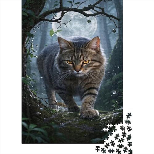 Manx Katze Puzzle Nacht Wilde Katze Erwachsenenpuzzle 1000 PCS Geschicklichkeitsspiel Holzpuzzles PuzzlePädagogisches Für Erwachsene Und Kinder Ab 14 Jahren 1000pcs (75x50cm) von TJLROUVNK