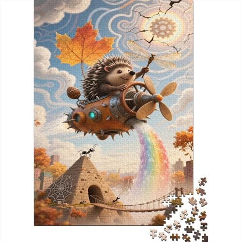 Miniatur Hedgehog Puzzles mechanisch Lernspiel 1000 Teile Stressabbau-Spielzeug Holzpuzzles PuzzlePädagogisches Für Erwachsene 1000pcs (75x50cm) von TJLROUVNK