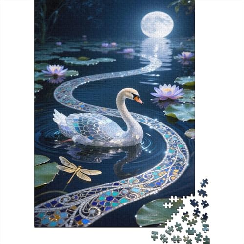 Mute Schwan Puzzles Lotusblume Buntes Legespiel 1000 Teile Geschicklichkeitsspiel Holzpuzzles PuzzlePädagogisches Für Erwachsene Kinder 1000pcs (75x50cm) von TJLROUVNK