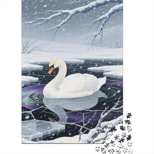 Mute Schwan Puzzles Schnee Szene Lernspiel 1000 PCS Stressabbau-Spielzeug Holzpuzzles PuzzlePädagogisches Für Die Ganze Familie 1000pcs (75x50cm) von TJLROUVNK