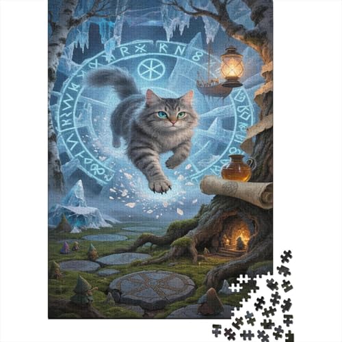Norwegische Waldkatte Puzzles Magische Szene Lernspiel 1000-teilige Geschicklichkeitsspiel Holzpuzzles PuzzlePädagogisches Für Erwachsene 1000pcs (75x50cm) von TJLROUVNK