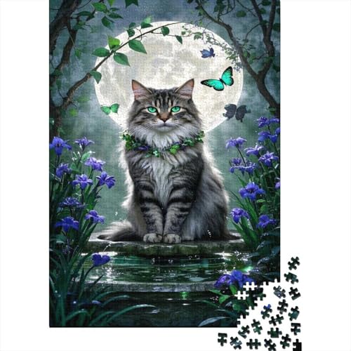 Norwegische Waldkatze Puzzle Flower Magic Kat Erwachsenenpuzzle 1000 PCS Geschicklichkeitsspiel Holzpuzzles PuzzlePädagogisches Für Erwachsene 1000pcs (75x50cm) von TJLROUVNK