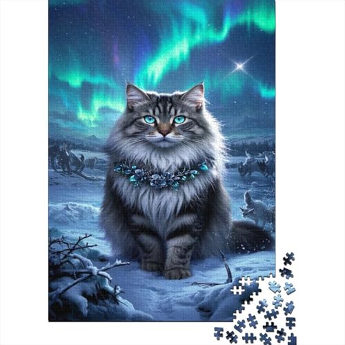 Norwegische Waldkatze Puzzle Winter Schneekatze Erwachsenenpuzzle 1000 Teile Herausforderungsspielzeug Holzpuzzles PuzzlePädagogisches Für Die Ganze Familie 1000pcs (75x50cm) von TJLROUVNK