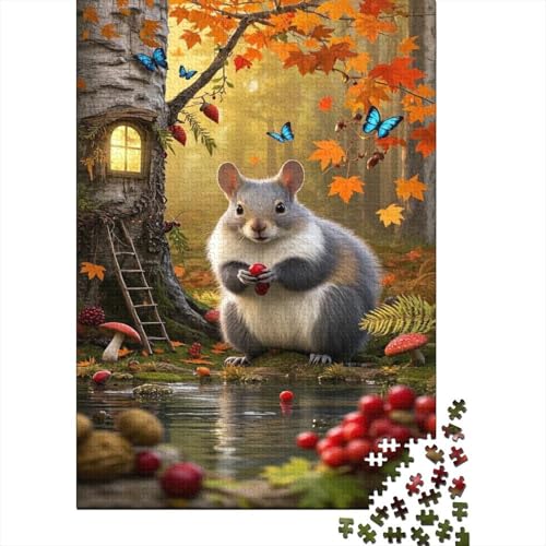 Octodon Degus Puzzle Autumn Eichhörnchen Erwachsenenpuzzle 1000-teilige Stressabbau-Spielzeug Holzpuzzles PuzzlePädagogisches Für Erwachsene Und Kinder Ab 14 Jahren 1000pcs (75x50cm) von TJLROUVNK