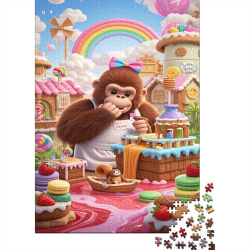 Orangutan Puzzle Dessert AFFE Fun Buntes Legespiel 1000-teilige Geschicklichkeitsspiel Holzpuzzles PuzzlePädagogisches Für Erwachsene Kinder 1000pcs (75x50cm) von TJLROUVNK