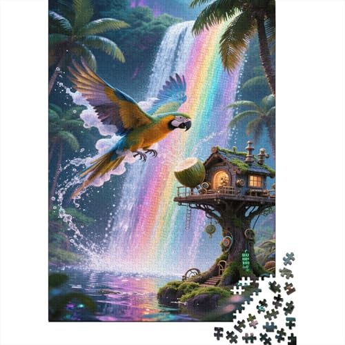 Papagei Puzzles Rainbow Wasserfall Lernspiel 1000 Teile Herausforderungsspielzeug Holzpuzzles PuzzlePädagogisches Für Erwachsene Kinder 1000pcs (75x50cm) von TJLROUVNK