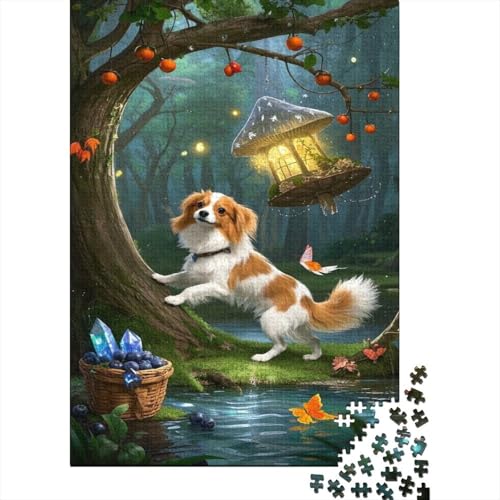 Papillon Welpe Puzzle Lantern Hund Fun Erwachsenenpuzzle 1000 Teile Geschicklichkeitsspiel Holzpuzzles PuzzlePädagogisches Für Erwachsene 1000pcs (75x50cm) von TJLROUVNK