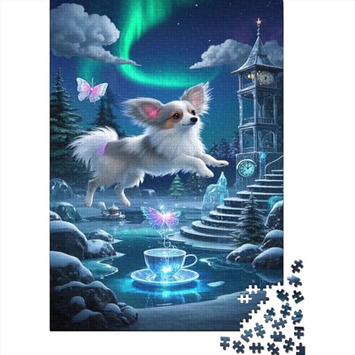 Papillon Welpe Puzzle Magic Hund Szene Erwachsenenpuzzle 1000 Teile Herausforderungsspielzeug Holzpuzzles PuzzlePädagogisches Für Erwachsene 1000pcs (75x50cm) von TJLROUVNK