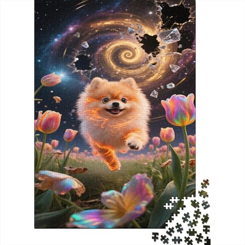 Pommerner Welpe Puzzles Sternenhimmel Background Lernspiel 1000 PCS Herausforderungsspielzeug Holzpuzzles PuzzlePädagogisches Für Die Ganze Familie 1000pcs (75x50cm) von TJLROUVNK