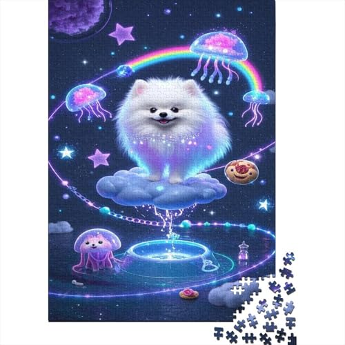 Pommersche Welpe Puzzle Galaxy Fantasy Pup Buntes Legespiel 1000 PCS Geschicklichkeitsspiel Holzpuzzles PuzzlePädagogisches Für Erwachsene Kinder 1000pcs (75x50cm) von TJLROUVNK