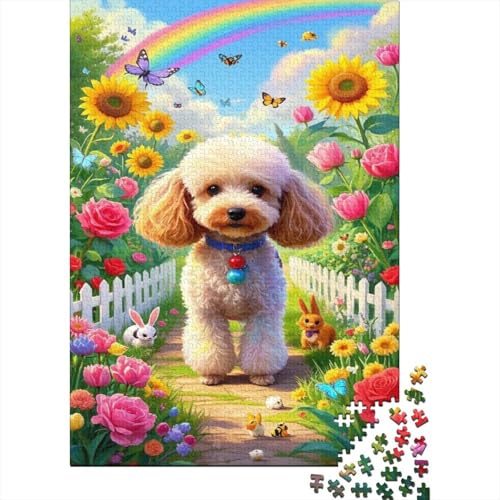 Pudel Puzzle Blumenfeld Netter Hund Erwachsenenpuzzle 1000 Teile Stressabbau-Spielzeug Holzpuzzles PuzzlePädagogisches Für Erwachsene Und Kinder Ab 14 Jahren 1000pcs (75x50cm) von TJLROUVNK