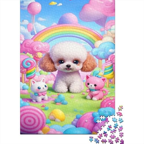 Pudel Puzzle Nette Haustiere Buntes Legespiel 1000-teilige Stressabbau-Spielzeug Holzpuzzles PuzzlePädagogisches Für Erwachsene 1000pcs (75x50cm) von TJLROUVNK