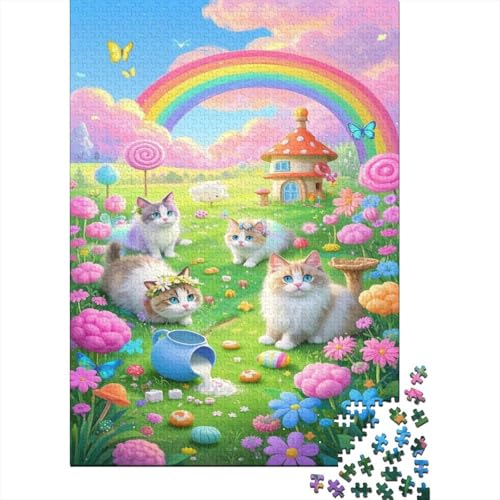 Ragdoll Puzzle Niedliche Katze Buntes Legespiel 1000 PCS Geschicklichkeitsspiel Holzpuzzles PuzzlePädagogisches Für Erwachsene Und Kinder Ab 14 Jahren 1000pcs (75x50cm) von TJLROUVNK